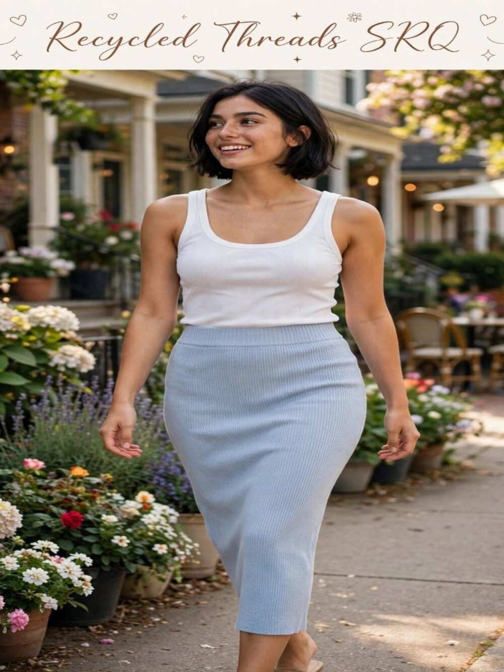 NWT Sincerely Jules Baby Blue Ribbed Kit Skirt Size Medium